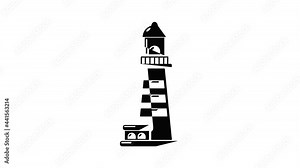 Striped lighthouse icon animation simple best object on white
