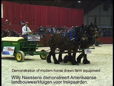 Demonstration of modern horse drawn farm equipment