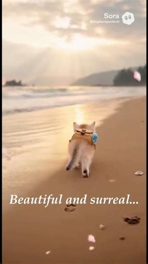 Light streaming through the gaps in the clouds | Tiny Backpack Cat