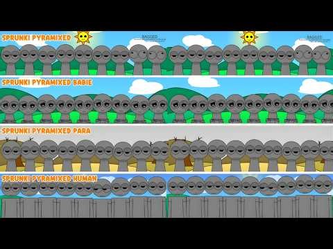 Mix all together characters in Sprunki | From Sprunki PYRAMIX (BABIE VS PARA VS HUMAN...)