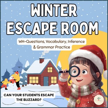 Winter Escape Room Boom Cards | WH Questions Speech Therapy | No Prep 2nd-5th