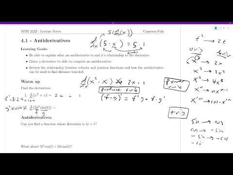 MTH 252 Lecture 4.1 - Antiderivatives