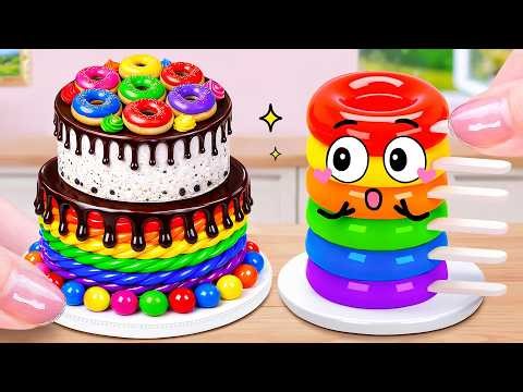 Surprise Rainbow Donut Chocolate Cake 🌈 ASMR Satisfying Mini Cake Decorating Tutorials 🍭 Cake Corner