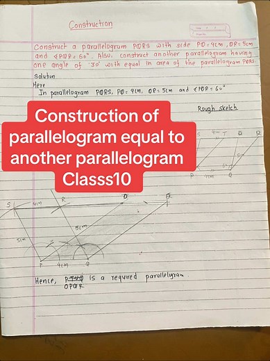 Construcción de un paralelogramo igual a otro
