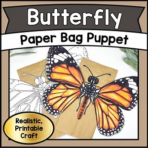 BUTTERFLY Paper Bag Puppet Craft Kit | Printable Template PDF | Fun Preschool Educational DIY Activity & Classroom Project - Etsy Canada