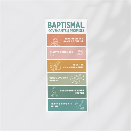 Printable LDS Baptism Bookmark: Primary Kids Baptismal Covenants and Promises Bookmark, Baptism Gift(pdf Download) - Etsy