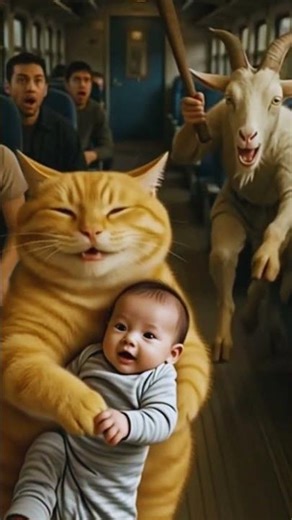 Funny Orange Cat Kidnaps Baby Goat 😹🐐 | AI Cartoon Short Story