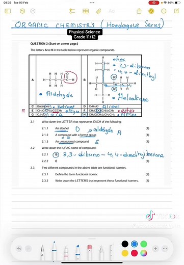 Organic Compounds in Physical Science for Grades 11/12
