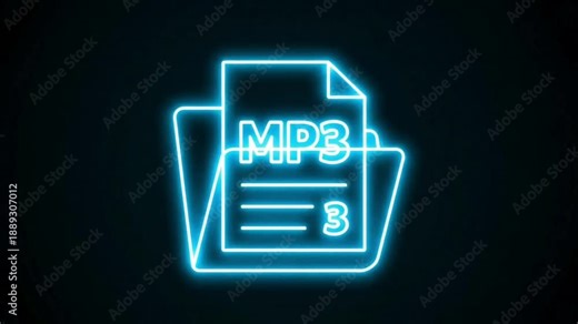 Digital Folder Icon Opening to Reveal MP3 File Outline Animation