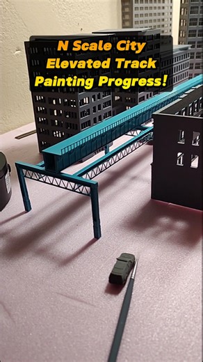 N Scale City Elevated Track Painting Progress!