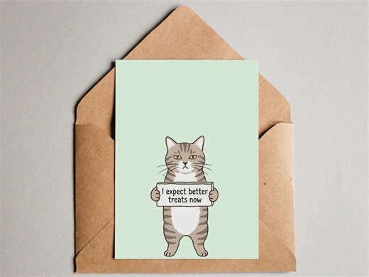 Funny New Job Card for Cat Lover - I Expect Better Treats Now, Job Promotion Congratulations Card, Good Luck New Job Gift, New Beginnings - Etsy UK
