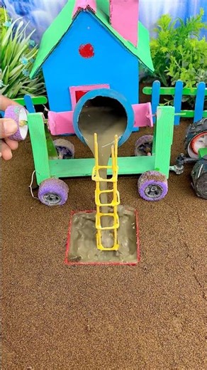 Handmade Mini Cement Pillar Machine 💪 | Creative Construction Setup #shorts #youtubeshorts