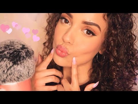 ASMR 🤍 up close kisses 🤍 ~ face touching, mic brushing [ inaudible whispering ]