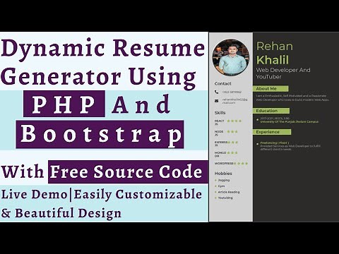 Resume Generator Using PHP And Bootstrap | Resume Builder PHP Project|Resume Builder PHP Source Code