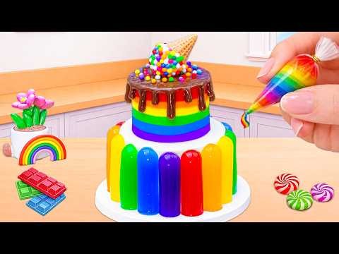 Miniature Rainbow Cake Tutorial 🌈🍫 Amazing Miniature Rainbow Chocolate Jelly Icecream Drip Cake 💖🍰