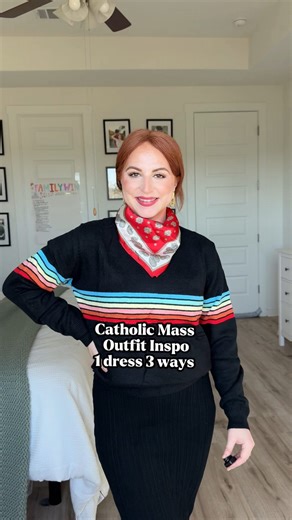 Mary Scarpati - Catholic Prayers and Devotions | Catholic Mass outfit Inspo 1 dress styles 3 ways. I hope this helps give you ideas of ways you can wear dresses and dress up for Catholic... | Instagram