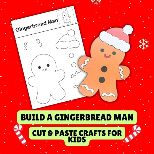 Build a Gingerbread Man Printable Craft Christmas Coloring Pages DIY Holiday Activity for Kids Christmas Decorations Gingerbread Template - Etsy