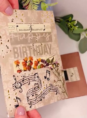 Musical Note Floral Design 3D Custom Handmade Birthday Greeting Card 7”x5” - Etsy