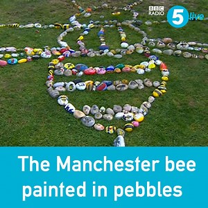 The Manchester bee painted in pebbles 🐝 Six schools across the city took part in a project to mark the first anniversary of the Manchester Arena attack | BBC Radio 5 live
