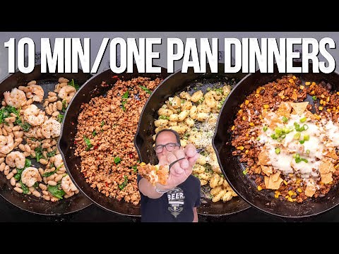 4 CRAZY GOOD ONE PAN DINNERS IN UNDER 10 MINUTES | SAM THE COOKING GUY