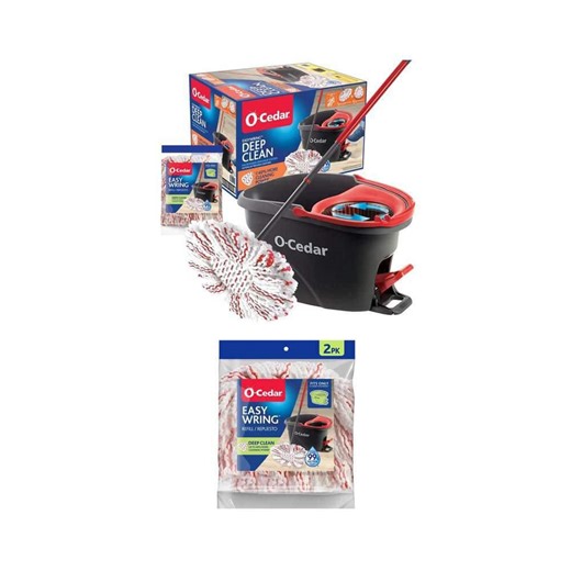 O-Cedar EasyWring Deep Clean Spin Mop with Bucket System plus 2-Pack Microfiber Mop Head Refills - The Home Depot