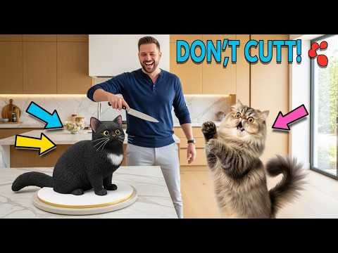 Tortoise Cat Reacts LIVE to Her Cake Twin! 🐢😺🎂 #TortoiseCat #CatLive #ShortsLive