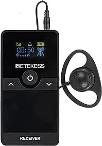 Retekess TT116 Tour Guide System Wireless, Tour Guide Headsets, Adjustable Volume for the Hearing Impaired, Translation Equipment for Factory, School(1 Receiver)