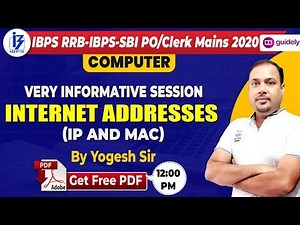 Internet Address (IP and MAC) | IBPS RRB | IBPS | SBI PO/Clerk | Computer by Yogesh Sir
