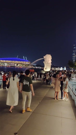 MERLION PARK SINGAPORE 360°viewマーライオン公園 2026年9月 土曜日20時前の状況MBSマリーナベイ・サンズ シンガポール旅行Marina Bay Sands観光名所