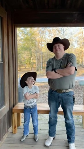 Front-porch fun showing off our python boots and belts with my little cowboy buddy 🤠🐍