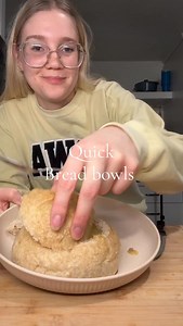 BREAD BOWLS recipe 1 1/2c warm water 1tbsp brown sugar 1tbsp dry yeast 4c flour (I used 3 cups bread flour and 1 cup whole wheat because that’s all I had) 2tbsp brown sugar 1tsp salt 2tbsp melted butter Combine the water, yeast and 1tbsp brown sugar and let the yeast bloom. then add it to a large bowl or stand mixer and add the flour, sugar and salt and mix it a little bit then add the melted butter and mix it until it comes together. Knead by hand or in a stand mixer for five minutes. place in 