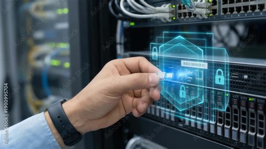 Cybersecurity data protection ai risk controls secure data center server backup infrastructure with encryption access control and cyber defense