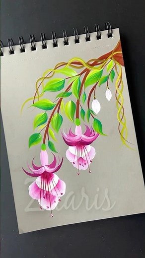 🌺💖💯🌿🎉🎊✨Vibrant FUSCHIA FLOWERS painting, using acrylic paints 🎨💯✨💖🫶🥰🎊💖🌿🌺 #shorts