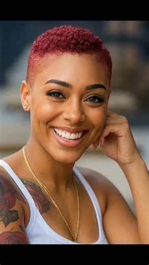 Vivid berry red curls with a clean fade—radiant, bold, and full of personality. 🍒 #shorthair | Haircuts for Women