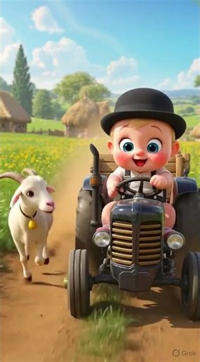 Cute Baby Farmer Driving Tractor | Adorable Farm Adventure 🚜🐐 #Shorts