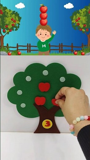 Counting Apples | 10 apples on my head #preschool #toddlerlearning #funlearning #shorts