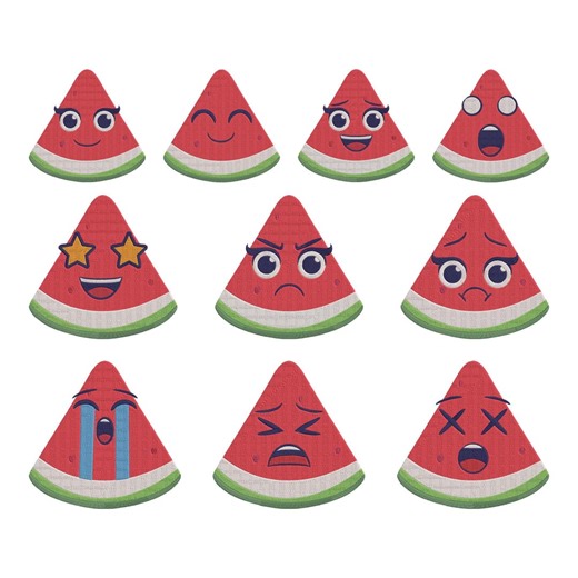 Watermelon Emoji Embroidery Design, Fruit Kawaii Watermelon Face Machine Embroidery File, 10 Design, 5 Size, Instant Download - Etsy
