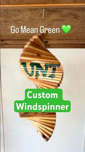 Custom Wind Spinner | Handmade Wood Art | University of North Texas “Mean Green” Spinner #art