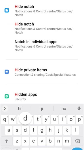 setting for hidden app