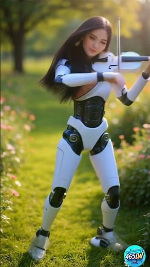 Beautiful Robot Violinist Playing in the Garden | Futuristic AI Music Performance