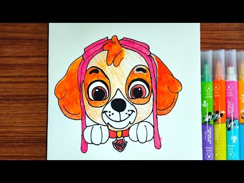How to Draw Cute Skye Face from Paw Patrol 🐶💖 | Easy Step by Step Drawing for Kids