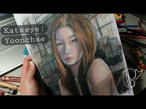 Drawing Yoonchae from Katseye with coloured pencils and crayola