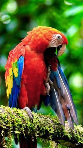Beautiful Red Parrot#nature#birds#beautifulnature#forestlife#shorts#youtubeshorts#viralvideo##🦜🦜