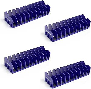 Plier Organizer & Rack (4-Pack, Blue) – 40-Slot Tool Storage for Toolbox Drawers – Non-Slip Rubber Base, Interlocking Modular Holders for Pliers, Cutters & Wrenches