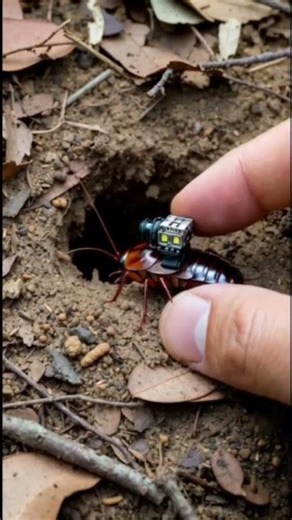 micro camera mounted on a burrowing#cockroachcolony#undergroundworld#Aivideo#insectpov