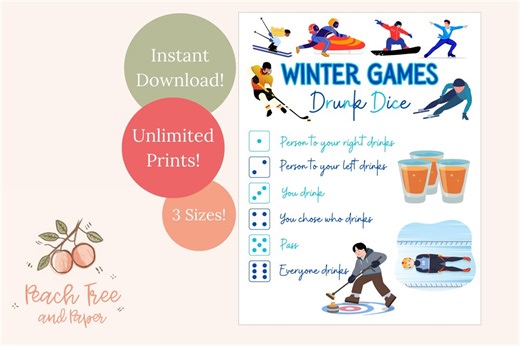 Winter Games Drunk Dice Drinking Game – Printable Watch Party & Last-minute Adult Game (PDF) - Etsy UK