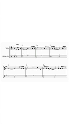 Perfect – Ed Sheeran | Easy Violin & Cello Duet Sheet Music #shorts