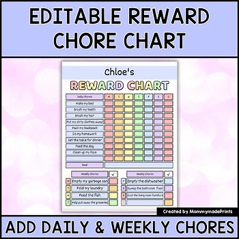 Editable Chore Chart, Classroom Job Helper, Daily Routine Schedule Planner