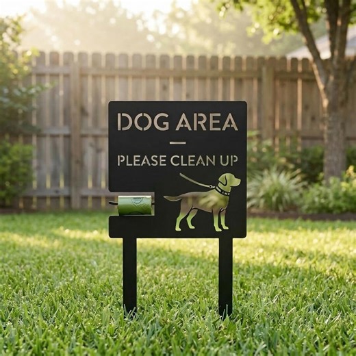 Dog Area Please Clean up Sign, Metal Dog Waste Station With Bag Holder, Outdoor Pet Sign - Etsy