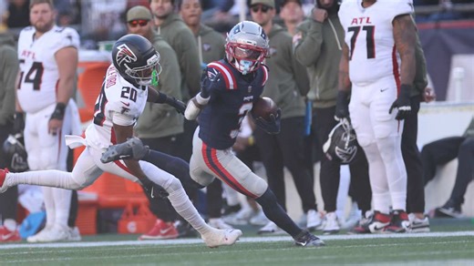 Can't Miss Play: DeMario Douglas dodges multiple Falcons defenders for a BIG gain on third & long